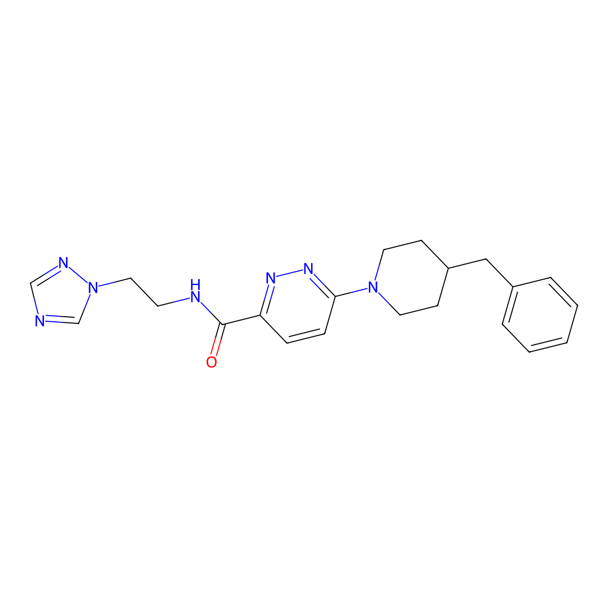 N-(2-(1H-1,2,4-triazol-1-yl)ethyl)-6-(4-benzylpiperidin-1-yl)pyridazine-3-carboxamide molecular structure, CAS 1396868-17-9