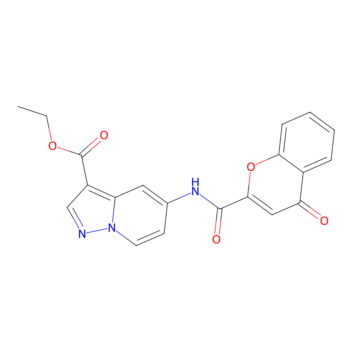 ethyl 5-(4-oxo-4H-chromene-2-carboxamido)pyrazolo[1,5-a]pyridine-3-carboxylate molecular structure, CAS 1396868-19-1