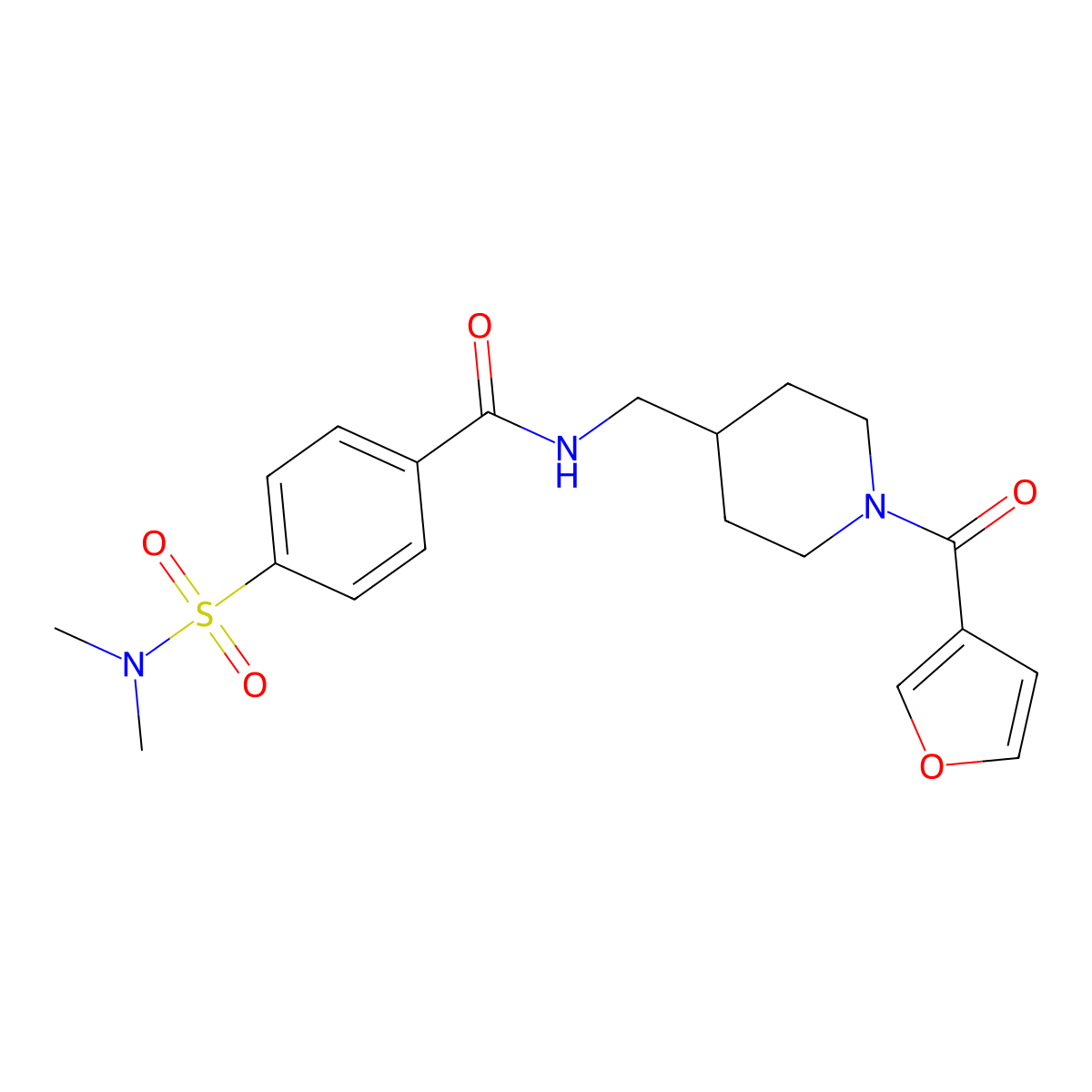 4-(N,N-dimethylsulfamoyl)-N-((1-(furan-3-carbonyl)piperidin-4-yl)methyl)benzamide molecular structure, CAS 1396868-22-6