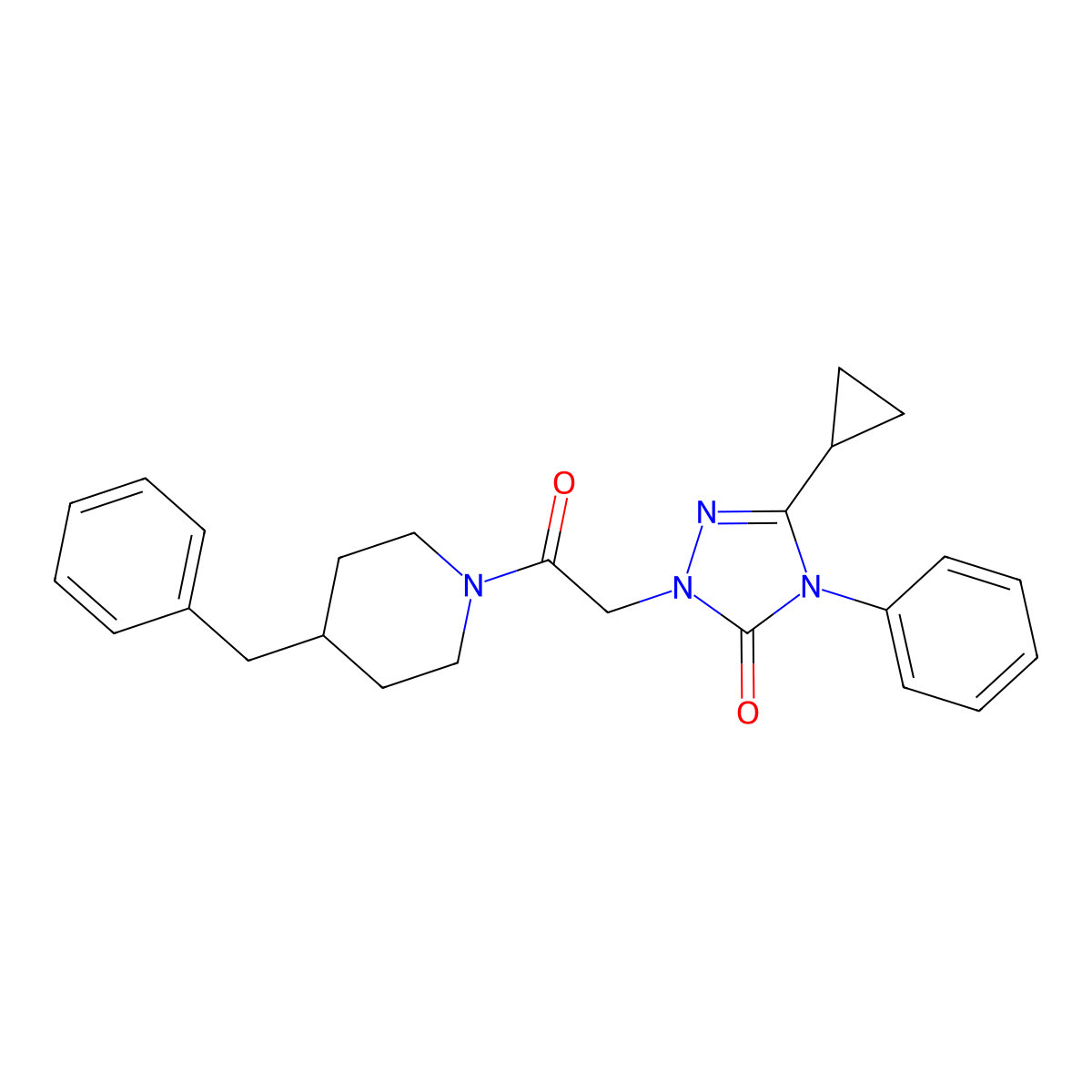 1-(2-(4-benzylpiperidin-1-yl)-2-oxoethyl)-3-cyclopropyl-4-phenyl-1H-1,2,4-triazol-5(4H)-one molecular structure, CAS 1396868-23-7