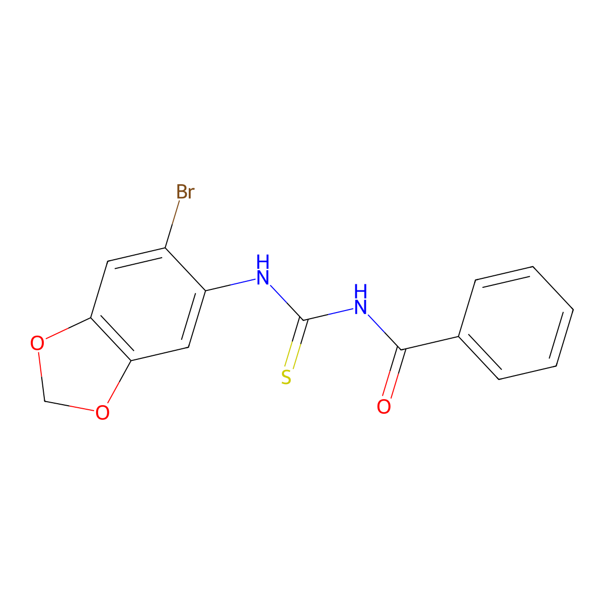 N-((6-bromobenzo[d][1,3]dioxol-5-yl)carbamothioyl)benzamide molecular structure, CAS 1396868-29-3