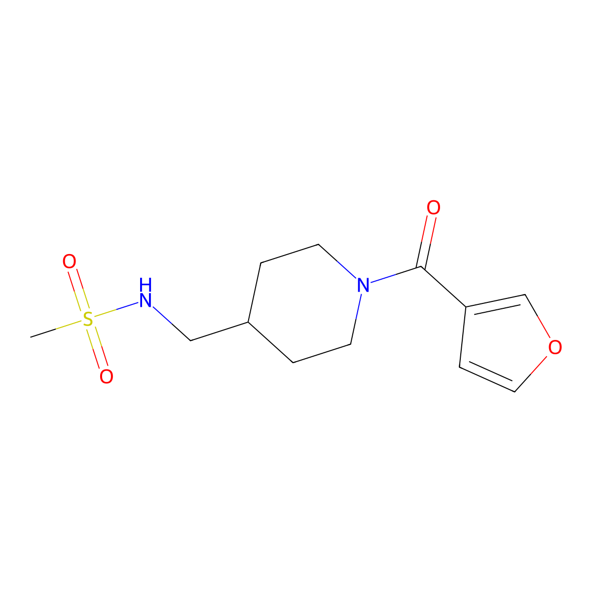 N-{[1-(furan-3-carbonyl)piperidin-4-yl]methyl}methanesulfonamide molecular structure, CAS 1396868-33-9