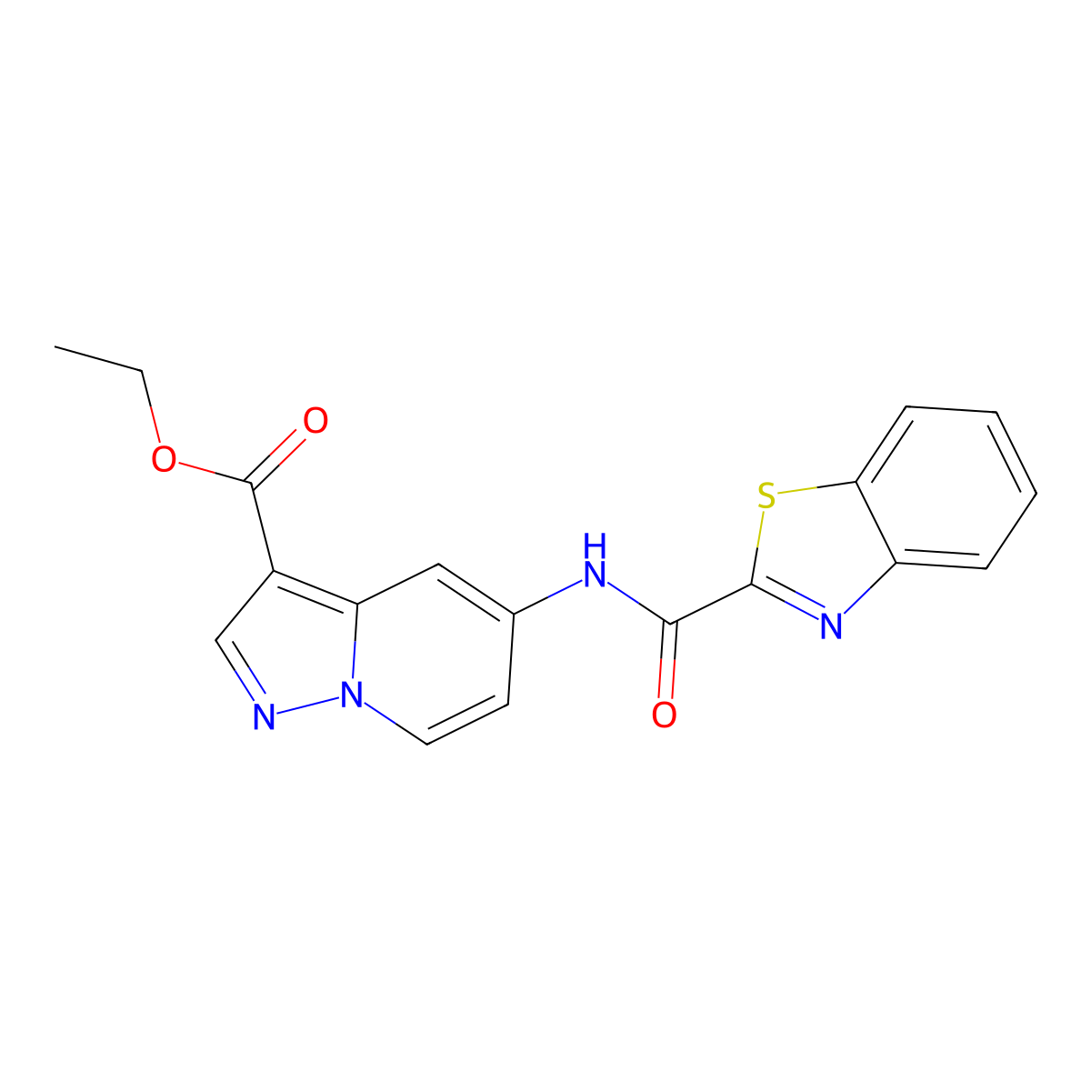 Ethyl 5-(benzo[d]thiazole-2-carboxamido)pyrazolo[1,5-a]pyridine-3-carboxylate molecular structure, CAS 1396868-36-2