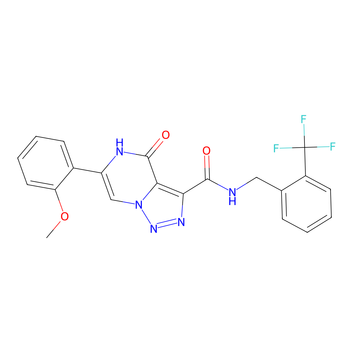 6-(2-methoxyphenyl)-4-oxo-N-(2-(trifluoromethyl)benzyl)-4,5-dihydro-[1,2,3]triazolo[1,5-a]pyrazine-3-carboxamide molecular structure, CAS 1396868-37-3