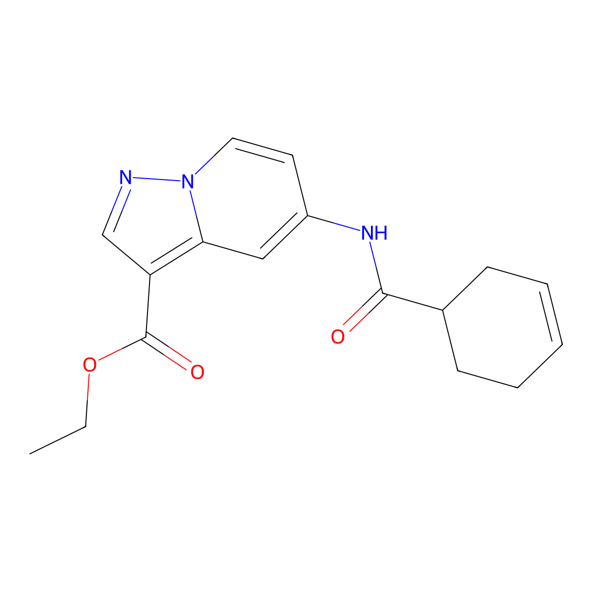 Ethyl 5-(cyclohex-3-ene-1-amido)pyrazolo[1,5-a]pyridine-3-carboxylate molecular structure, CAS 1396868-40-8