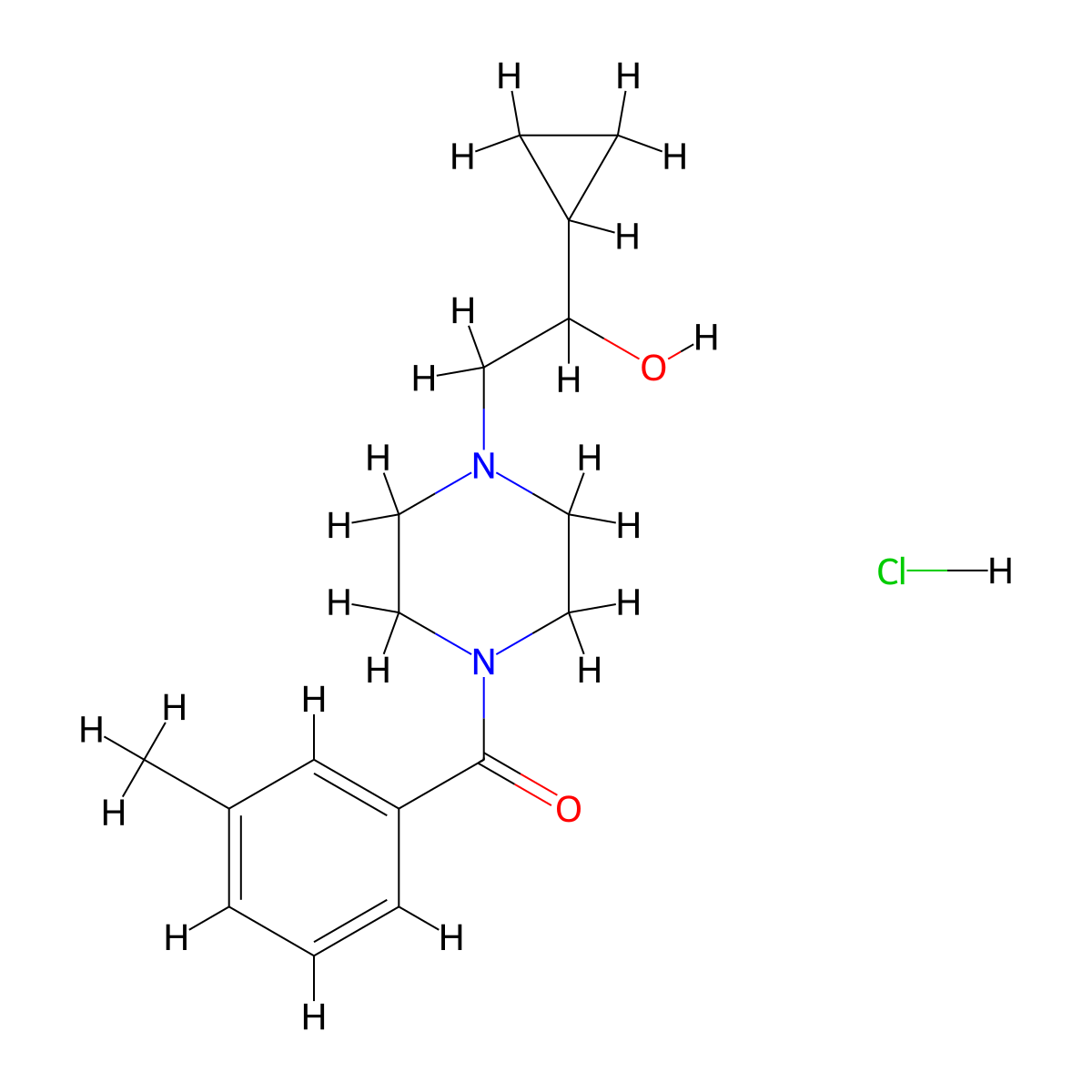 (4-(2-Cyclopropyl-2-hydroxyethyl)piperazin-1-yl)(m-tolyl)methanone hydrochloride molecular structure, CAS 1396868-50-0