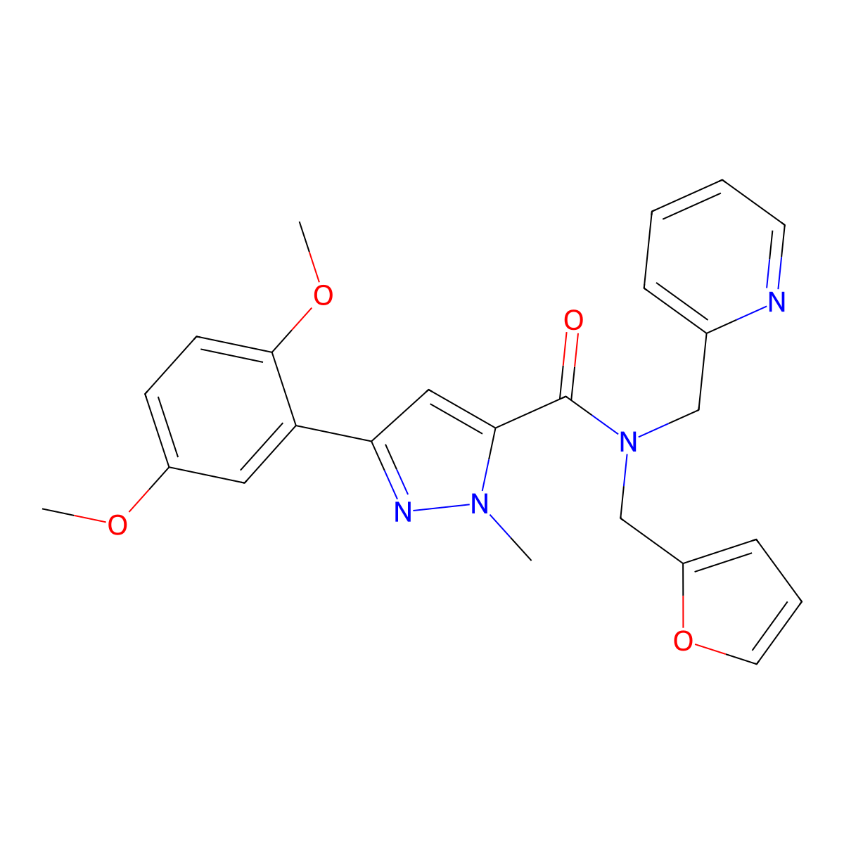 3-(2,5-dimethoxyphenyl)-N-(furan-2-ylmethyl)-1-methyl-N-(pyridin-2-ylmethyl)-1H-pyrazole-5-carboxamide molecular structure, CAS 1396868-68-0