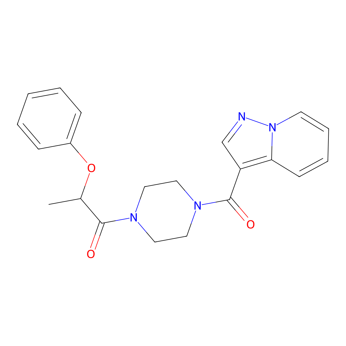 2-Phenoxy-1-(4-(pyrazolo[1,5-a]pyridine-3-carbonyl)piperazin-1-yl)propan-1-one molecular structure, CAS 1396868-70-4