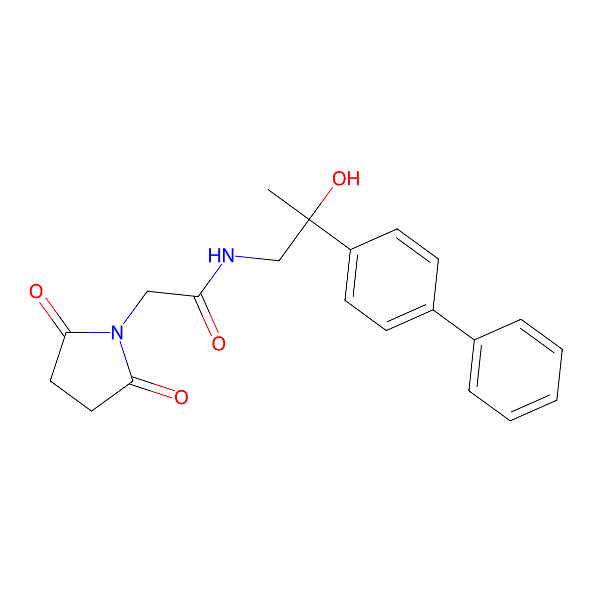 N-(2-([1,1'-biphenyl]-4-yl)-2-hydroxypropyl)-2-(2,5-dioxopyrrolidin-1-yl)acetamide molecular structure, CAS 1396868-80-6