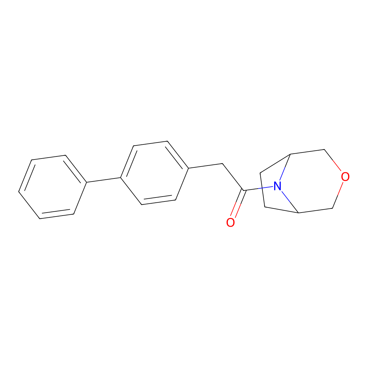 2-([1,1'-biphenyl]-4-yl)-1-((1R,5S)-3-oxa-8-azabicyclo[3.2.1]octan-8-yl)ethanone molecular structure, CAS 1396868-81-7