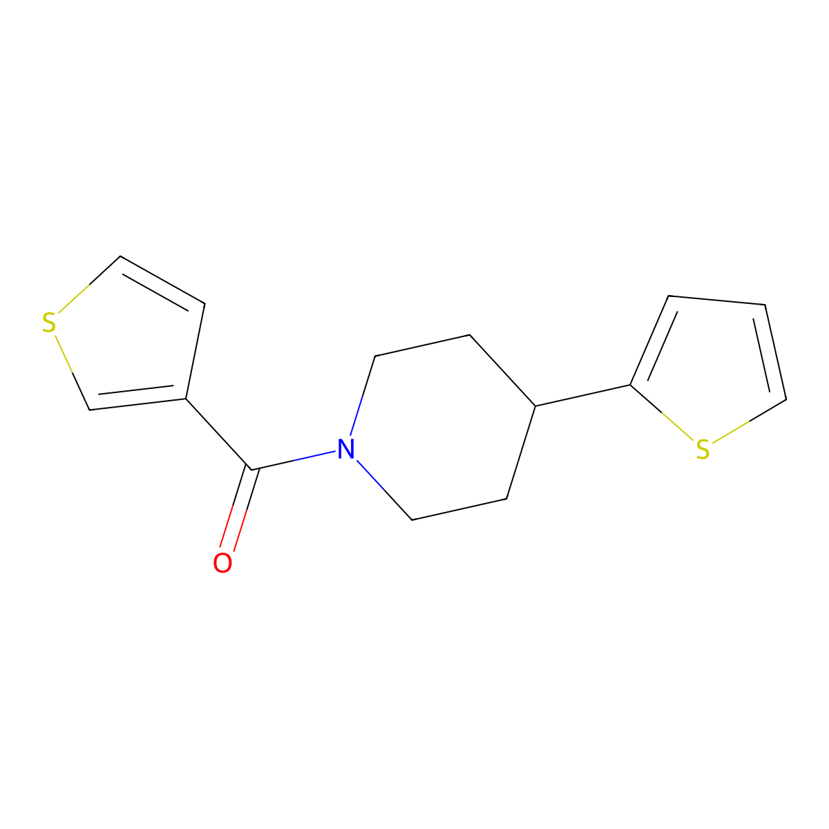 (4-(Thiophen-2-yl)piperidin-1-yl)(thiophen-3-yl)methanone molecular structure, CAS 1396868-90-8