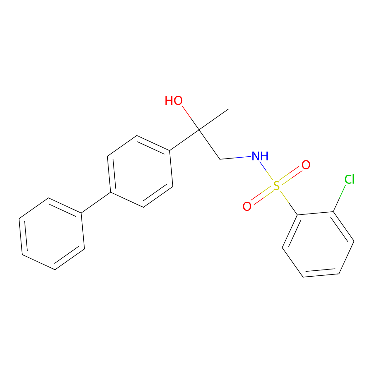 N-(2-([1,1'-biphenyl]-4-yl)-2-hydroxypropyl)-2-chlorobenzenesulfonamide molecular structure, CAS 1396868-97-5