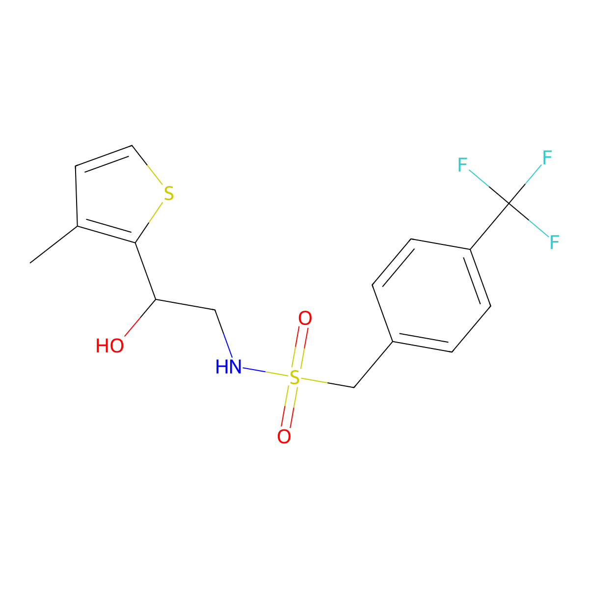 N-[2-hydroxy-2-(3-methylthiophen-2-yl)ethyl]-1-[4-(trifluoromethyl)phenyl]methanesulfonamide molecular structure, CAS 1396869-10-5