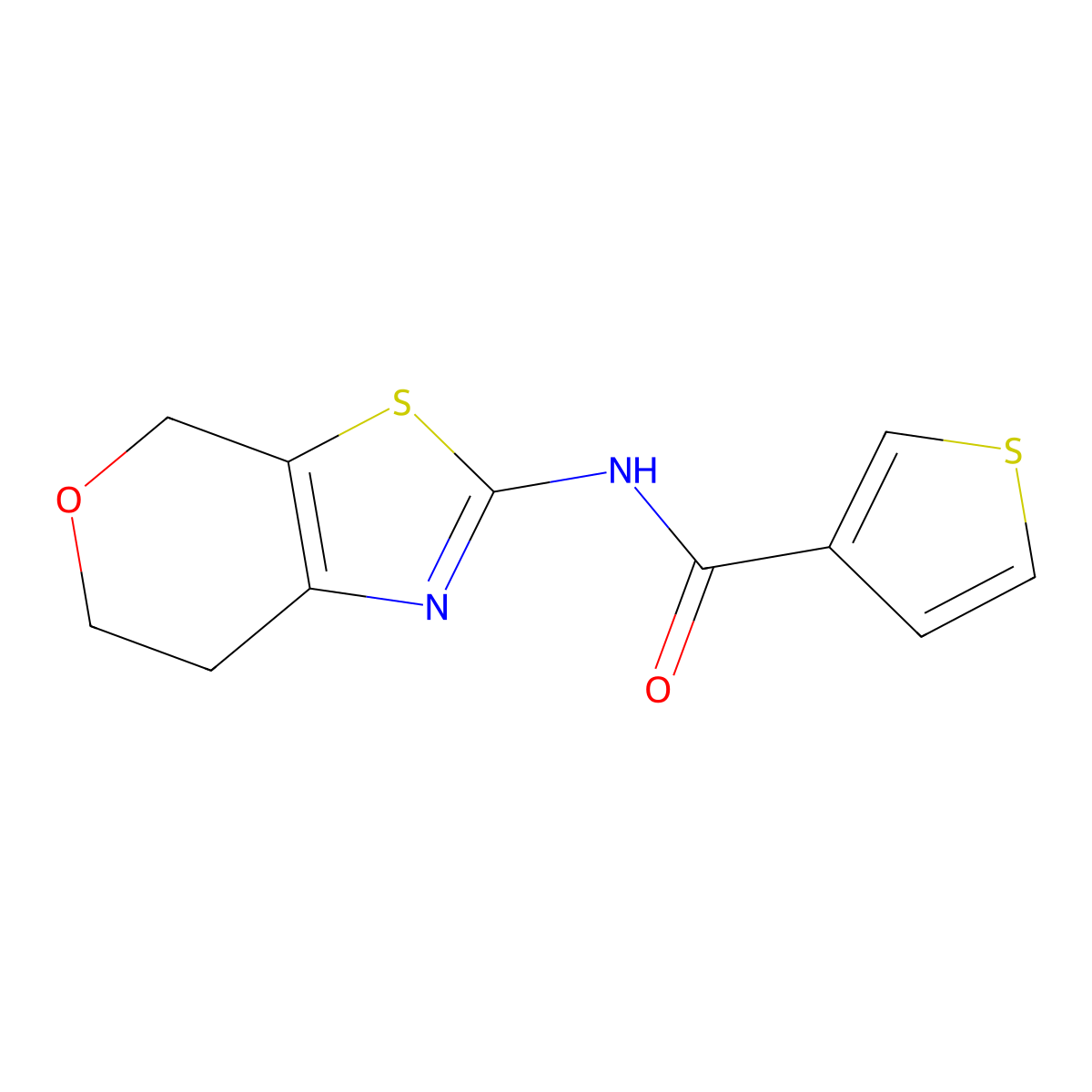N-(6,7-dihydro-4H-pyrano[4,3-d]thiazol-2-yl)thiophene-3-carboxamide molecular structure, CAS 1396869-18-3