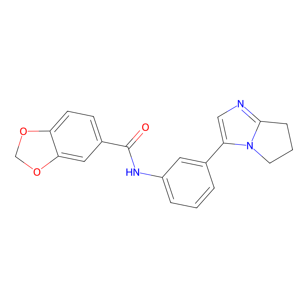 N-(3-(6,7-dihydro-5H-pyrrolo[1,2-a]imidazol-3-yl)phenyl)benzo[d][1,3]dioxole-5-carboxamide molecular structure, CAS 1396869-24-1