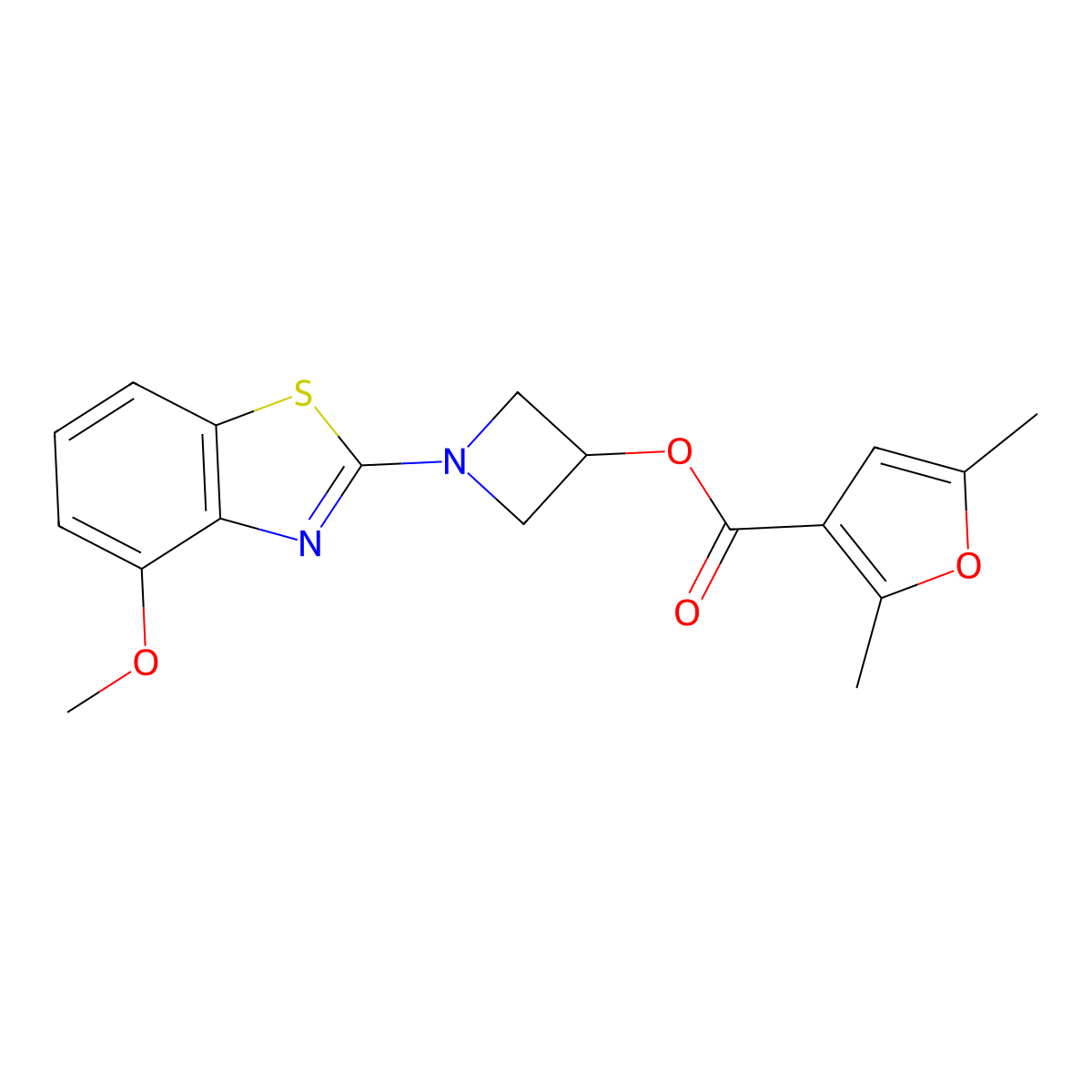 1-(4-Methoxybenzo[d]thiazol-2-yl)azetidin-3-yl 2,5-dimethylfuran-3-carboxylate molecular structure, CAS 1396869-25-2