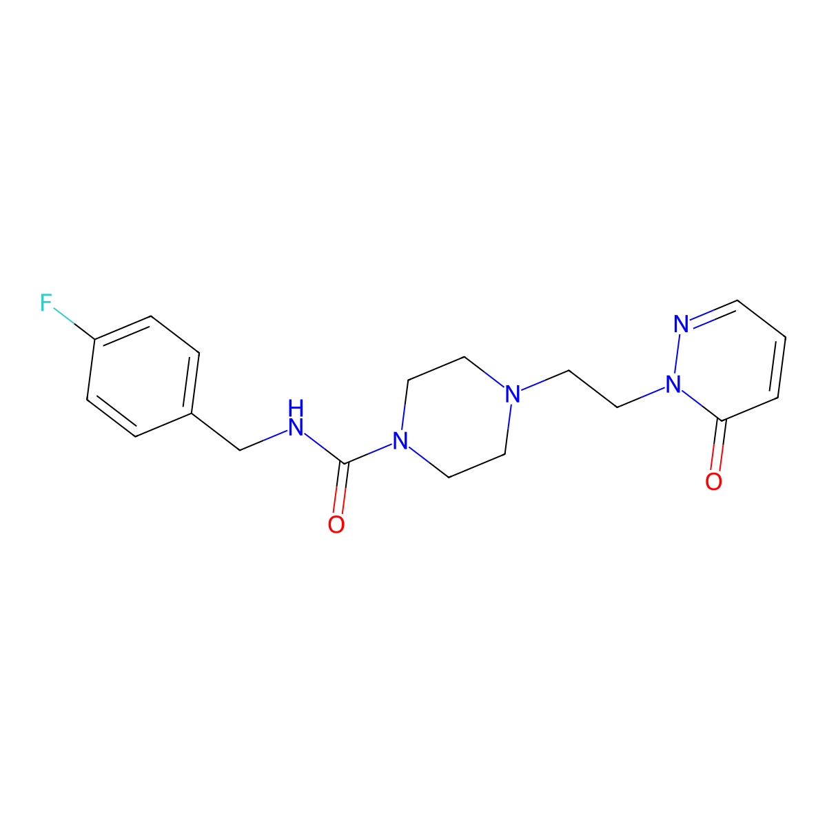 N-(4-fluorobenzyl)-4-(2-(6-oxopyridazin-1(6H)-yl)ethyl)piperazine-1-carboxamide molecular structure, CAS 1396869-27-4