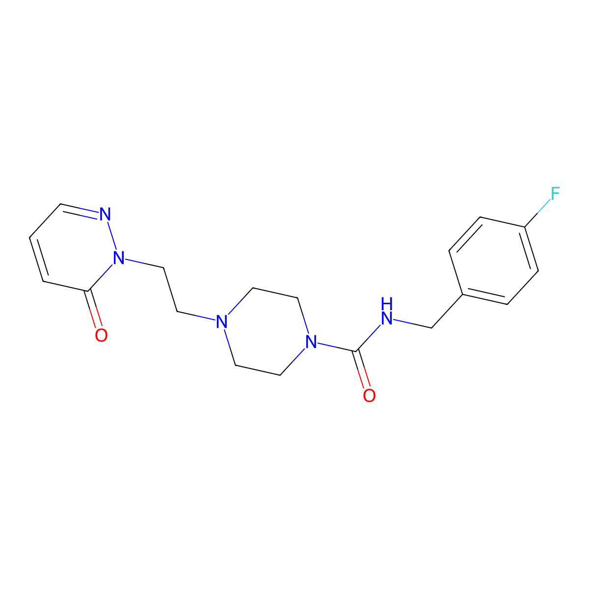 N-(4-fluorobenzyl)-4-(2-(6-oxopyridazin-1(6H)-yl)ethyl)piperazine-1-carboxamide molecular structure, CAS 1396869-27-4