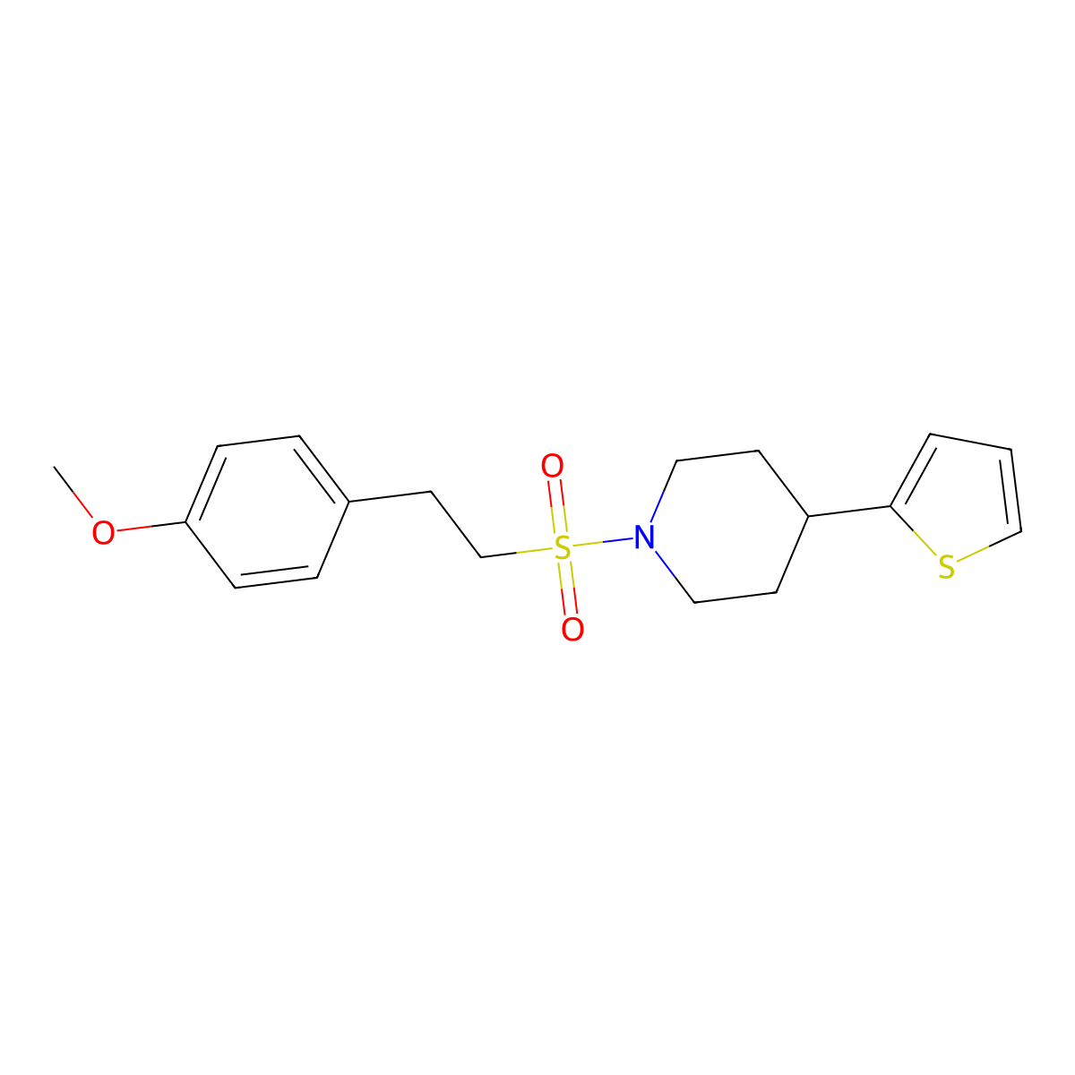 1-((4-Methoxyphenethyl)sulfonyl)-4-(thiophen-2-yl)piperidine molecular structure, CAS 1396869-28-5