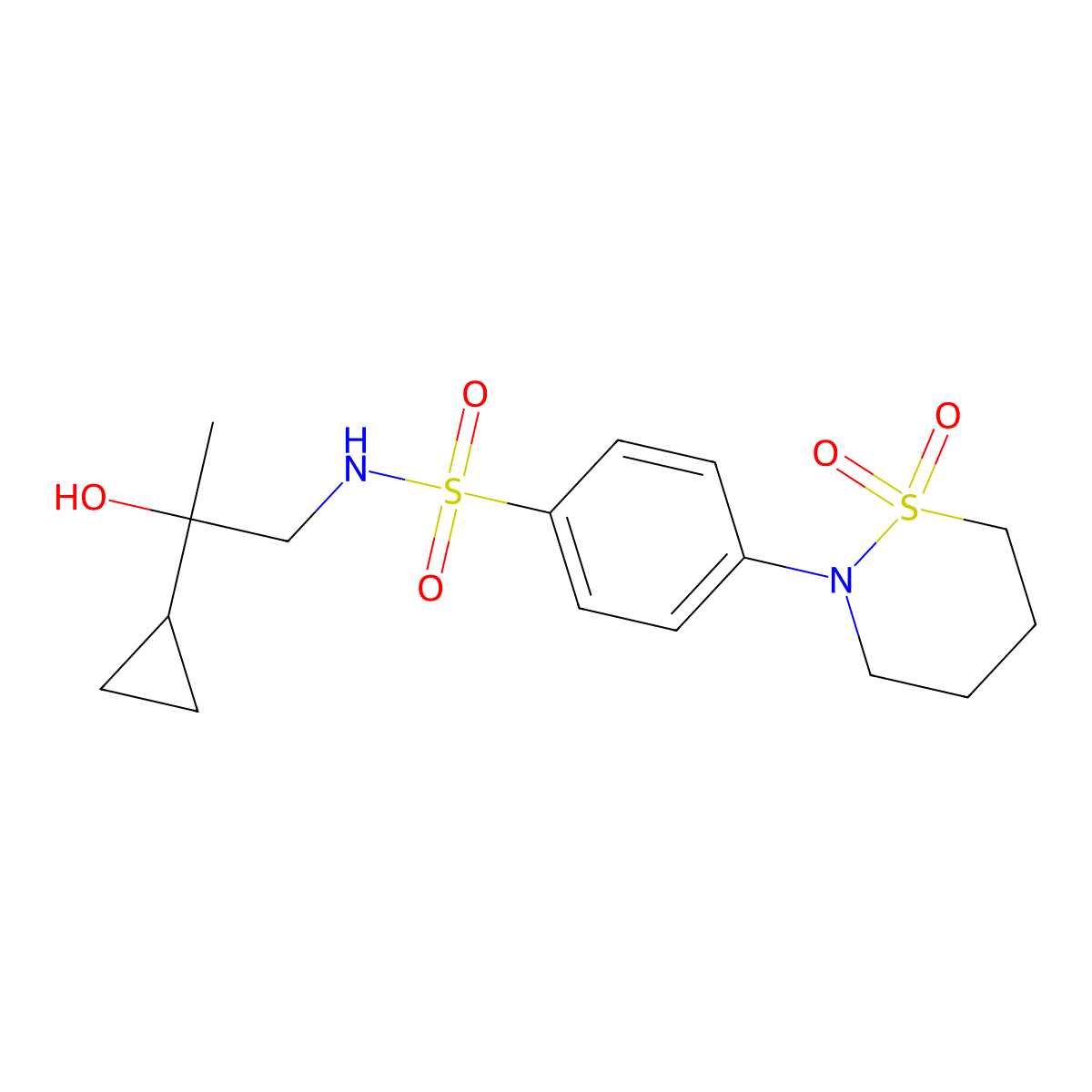 N-(2-cyclopropyl-2-hydroxypropyl)-4-(1,1-dioxido-1,2-thiazinan-2-yl)benzenesulfonamide molecular structure, CAS 1396869-30-9