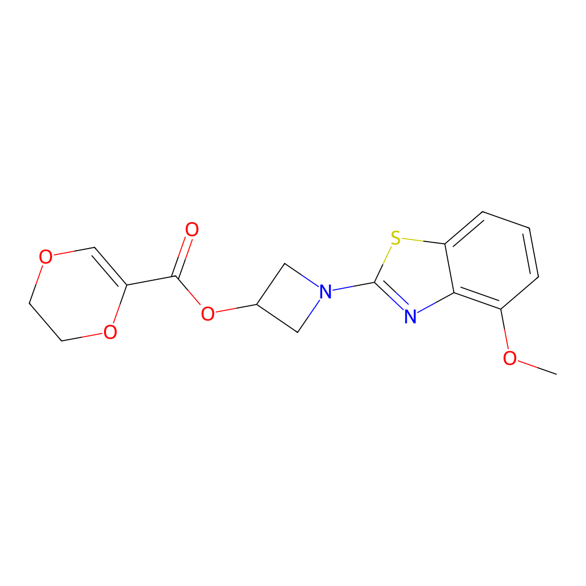 1-(4-Methoxybenzo[d]thiazol-2-yl)azetidin-3-yl 5,6-dihydro-1,4-dioxine-2-carboxylate molecular structure, CAS 1396869-33-2