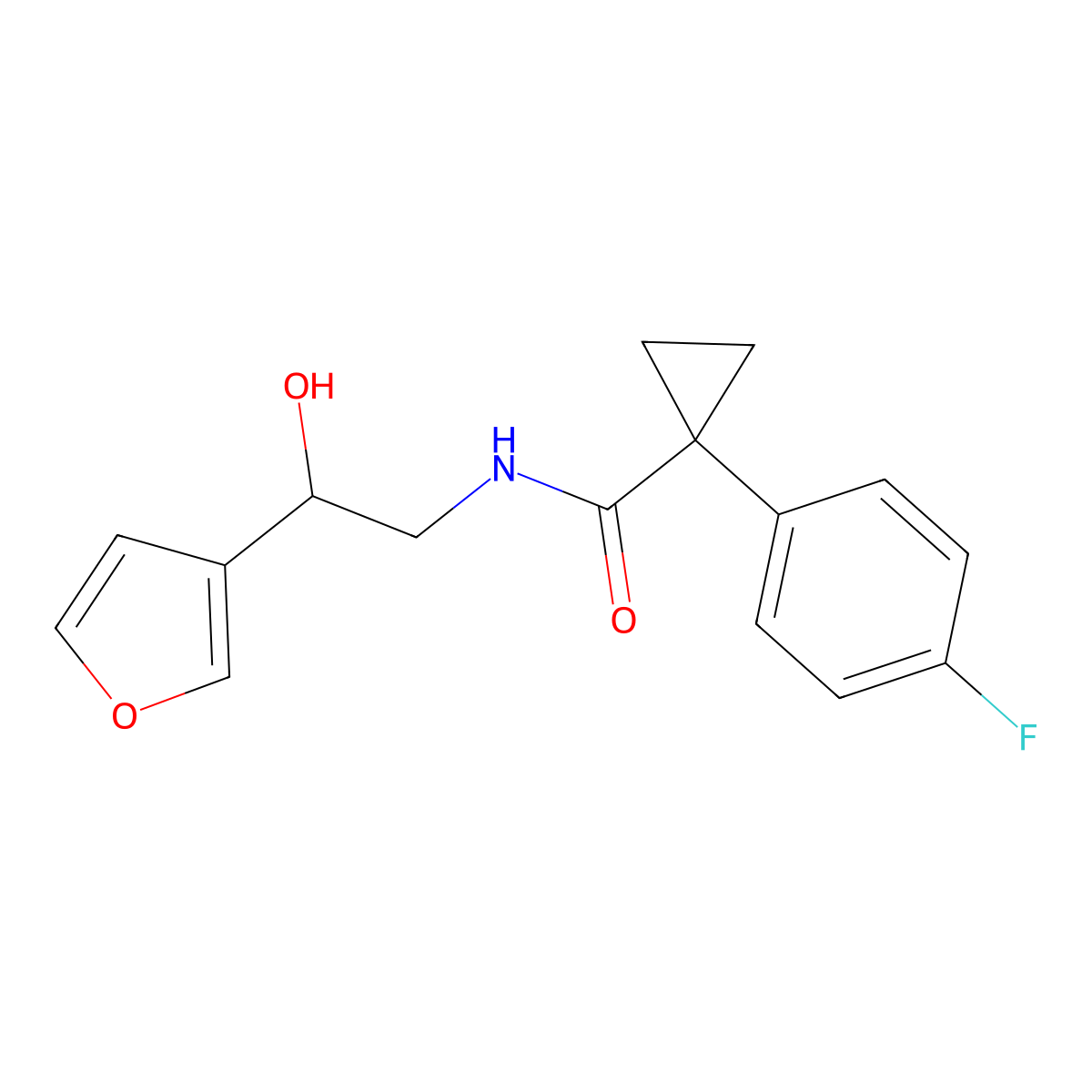 1-(4-fluorophenyl)-N-(2-(furan-3-yl)-2-hydroxyethyl)cyclopropanecarboxamide molecular structure, CAS 1396869-39-8