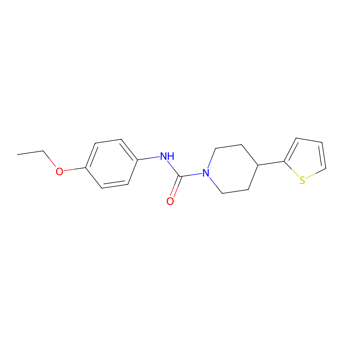 N-(4-ethoxyphenyl)-4-(thiophen-2-yl)piperidine-1-carboxamide molecular structure, CAS 1396869-40-1