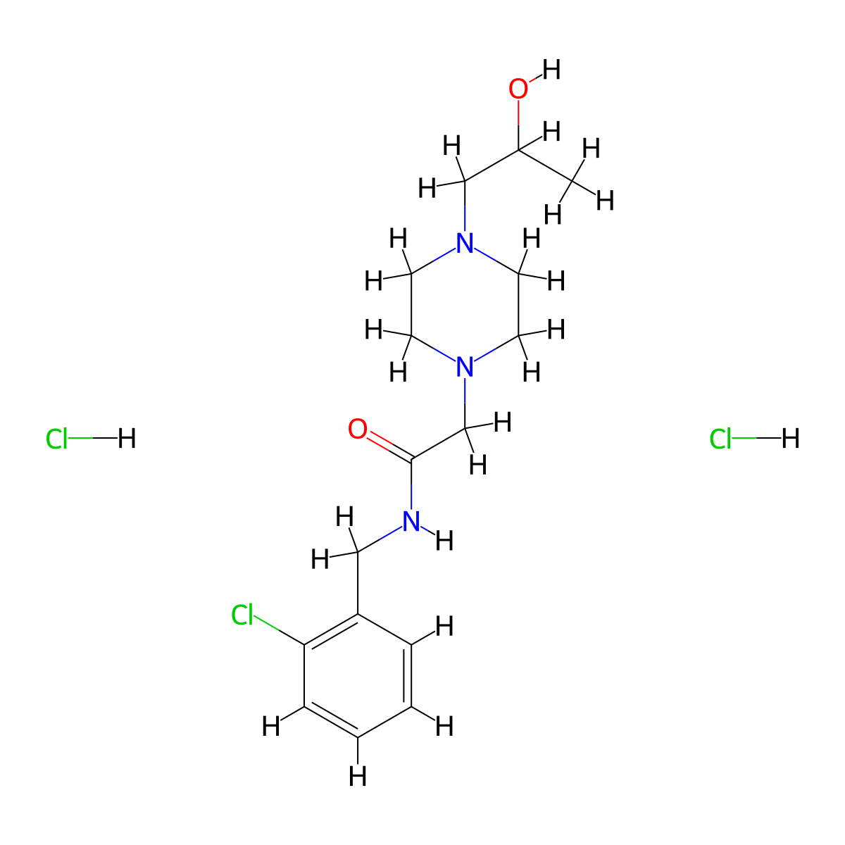N-(2-chlorobenzyl)-2-(4-(2-hydroxypropyl)piperazin-1-yl)acetamide dihydrochloride molecular structure, CAS 1396869-44-5