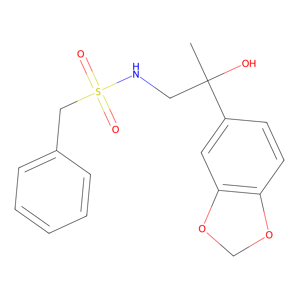 N-(2-(benzo[d][1,3]dioxol-5-yl)-2-hydroxypropyl)-1-phenylmethanesulfonamide molecular structure, CAS 1396869-46-7