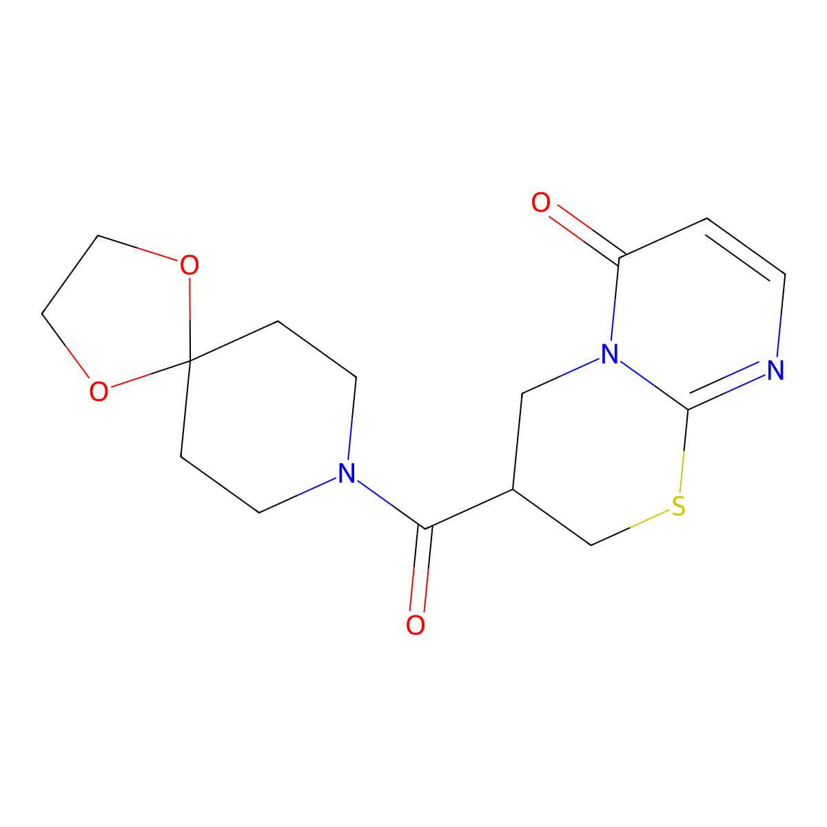 3-(1,4-dioxa-8-azaspiro[4.5]decane-8-carbonyl)-3,4-dihydropyrimido[2,1-b][1,3]thiazin-6(2H)-one molecular structure, CAS 1396869-48-9