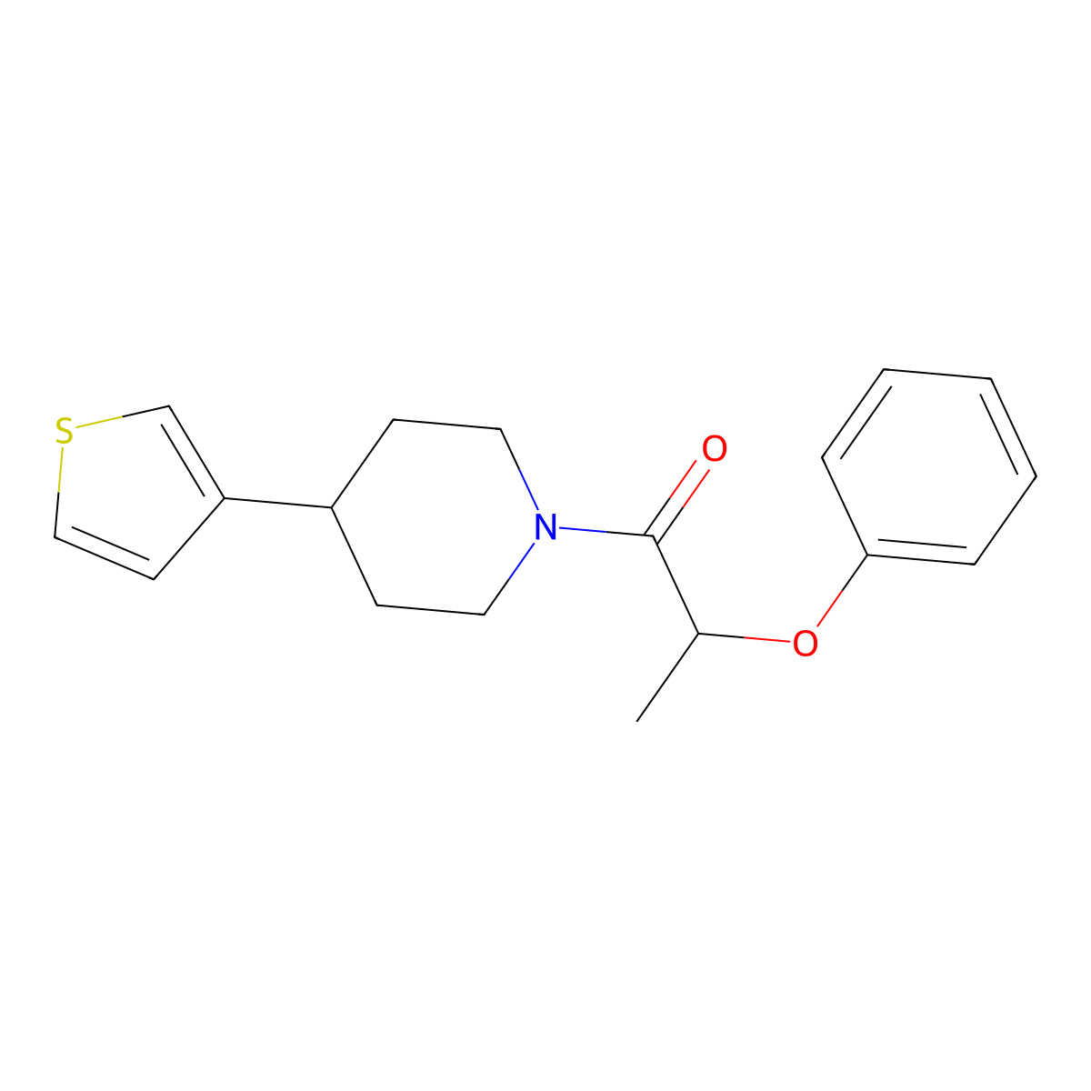 2-Phenoxy-1-[4-(thiophen-3-yl)piperidin-1-yl]propan-1-one molecular structure, CAS 1396869-49-0