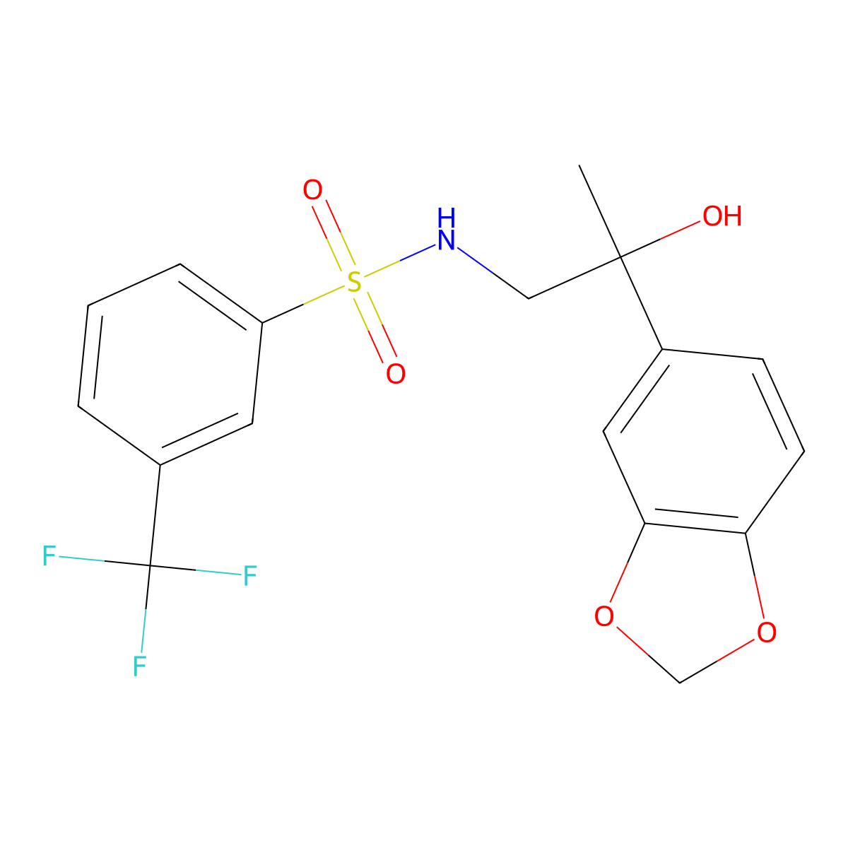 N-(2-(benzo[d][1,3]dioxol-5-yl)-2-hydroxypropyl)-3-(trifluoromethyl)benzenesulfonamide molecular structure, CAS 1396869-54-7