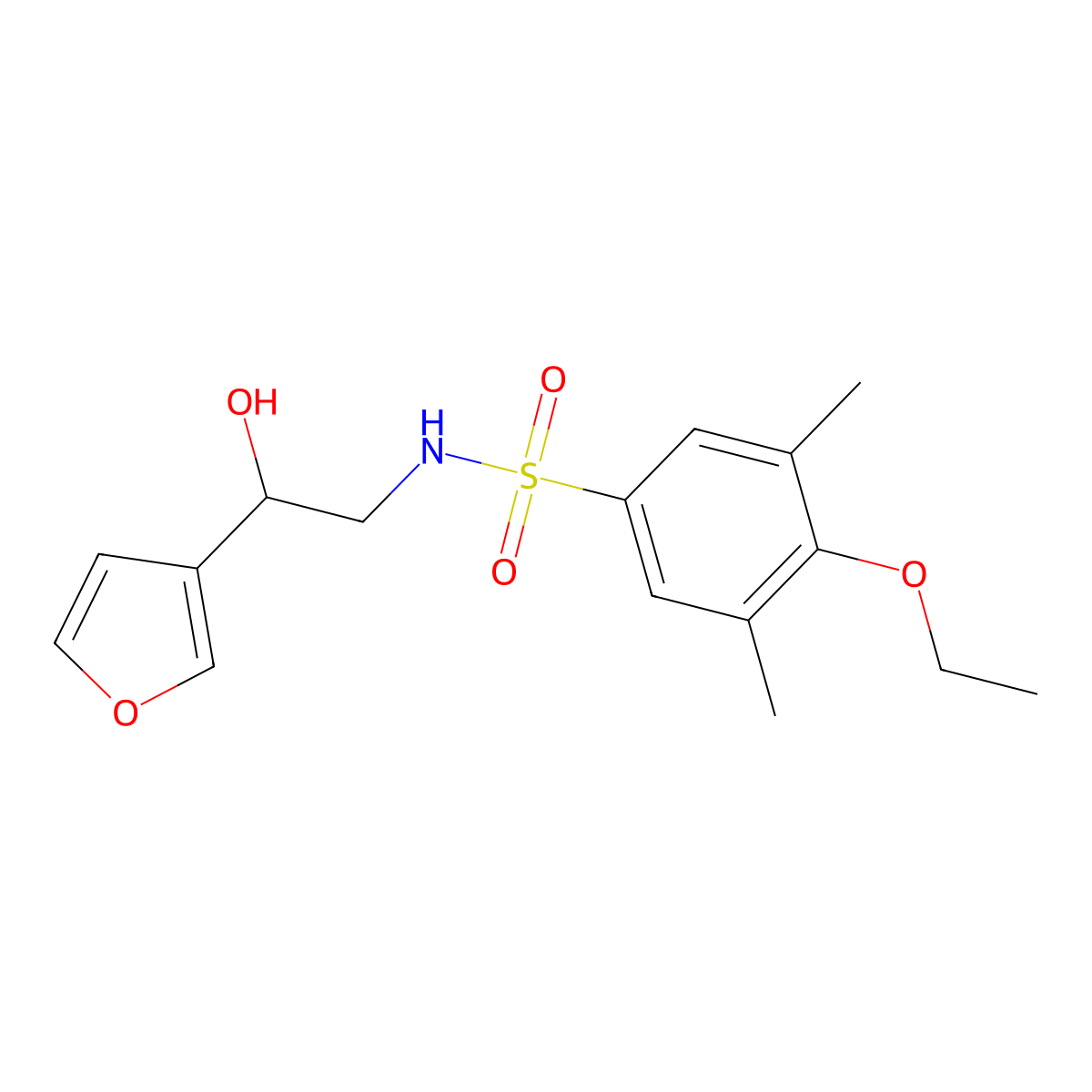 4-ethoxy-N-(2-(furan-3-yl)-2-hydroxyethyl)-3,5-dimethylbenzenesulfonamide molecular structure, CAS 1396869-62-7