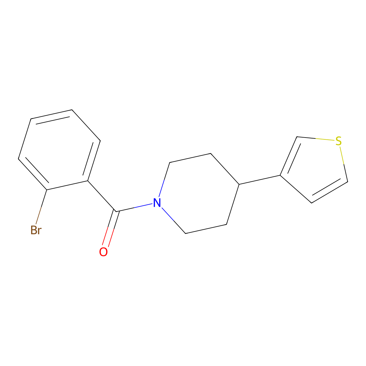 (2-Bromophenyl)(4-(thiophen-3-yl)piperidin-1-yl)methanone molecular structure, CAS 1396869-63-8
