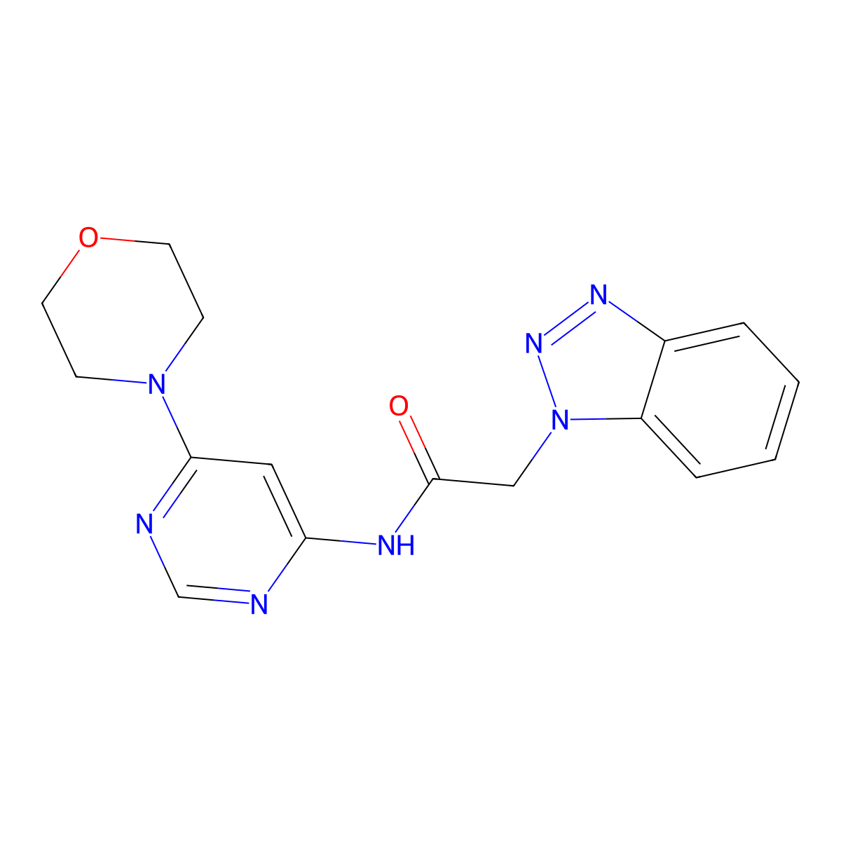 2-(1H-benzo[d][1,2,3]triazol-1-yl)-N-(6-morpholinopyrimidin-4-yl)acetamide molecular structure, CAS 1396869-66-1