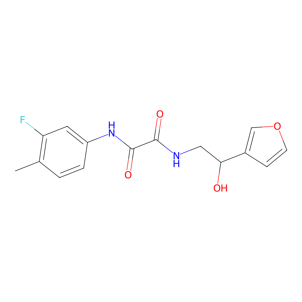 N1-(3-fluoro-4-methylphenyl)-N2-(2-(furan-3-yl)-2-hydroxyethyl)oxalamide molecular structure, CAS 1396869-70-7
