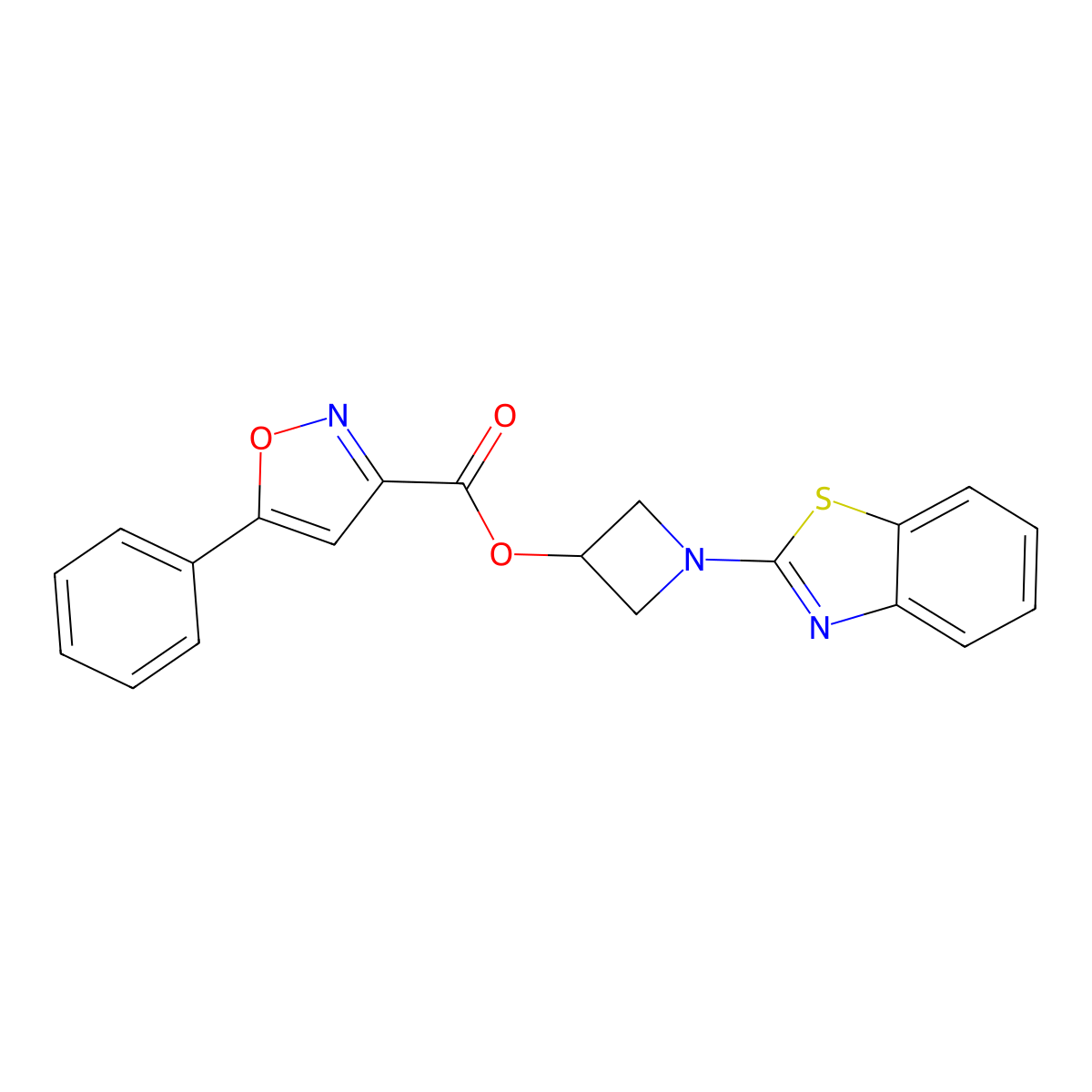 1-(Benzo[d]thiazol-2-yl)azetidin-3-yl 5-phenylisoxazole-3-carboxylate molecular structure, CAS 1396869-71-8