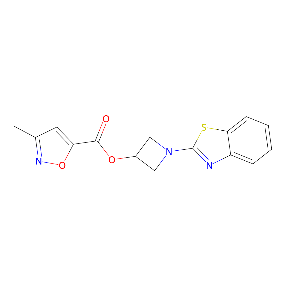 1-(Benzo[d]thiazol-2-yl)azetidin-3-yl 3-methylisoxazole-5-carboxylate molecular structure, CAS 1396869-77-4
