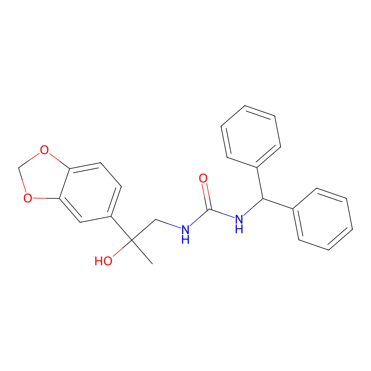 1-Benzhydryl-3-(2-(benzo[d][1,3]dioxol-5-yl)-2-hydroxypropyl)urea molecular structure, CAS 1396869-78-5