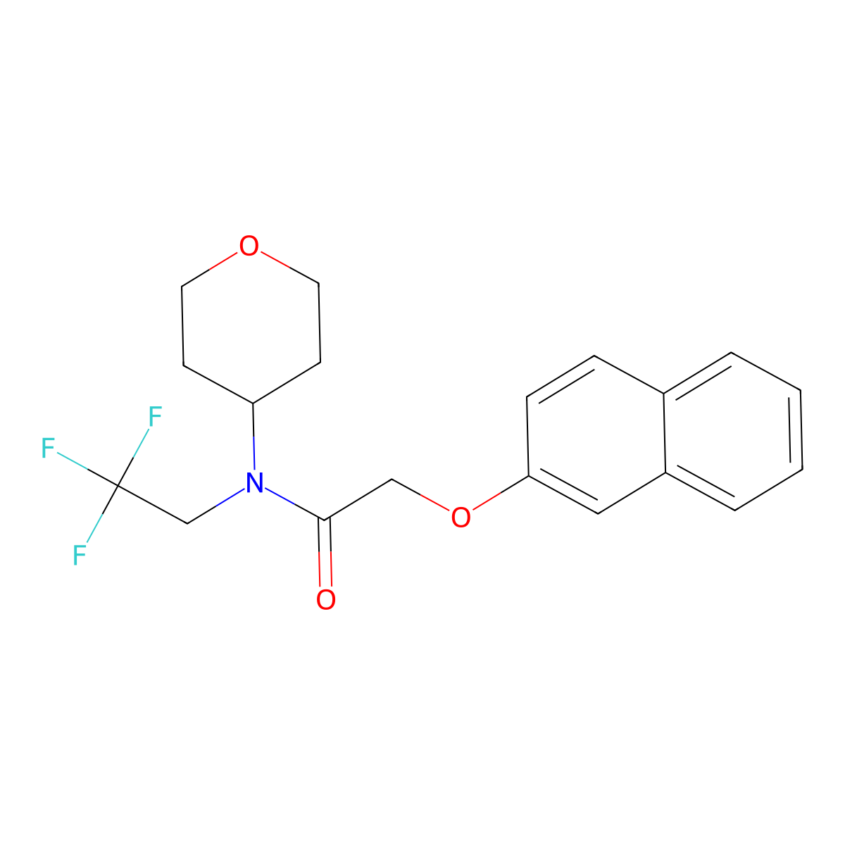 2-(naphthalen-2-yloxy)-N-(tetrahydro-2H-pyran-4-yl)-N-(2,2,2-trifluoroethyl)acetamide molecular structure, CAS 1396869-87-6
