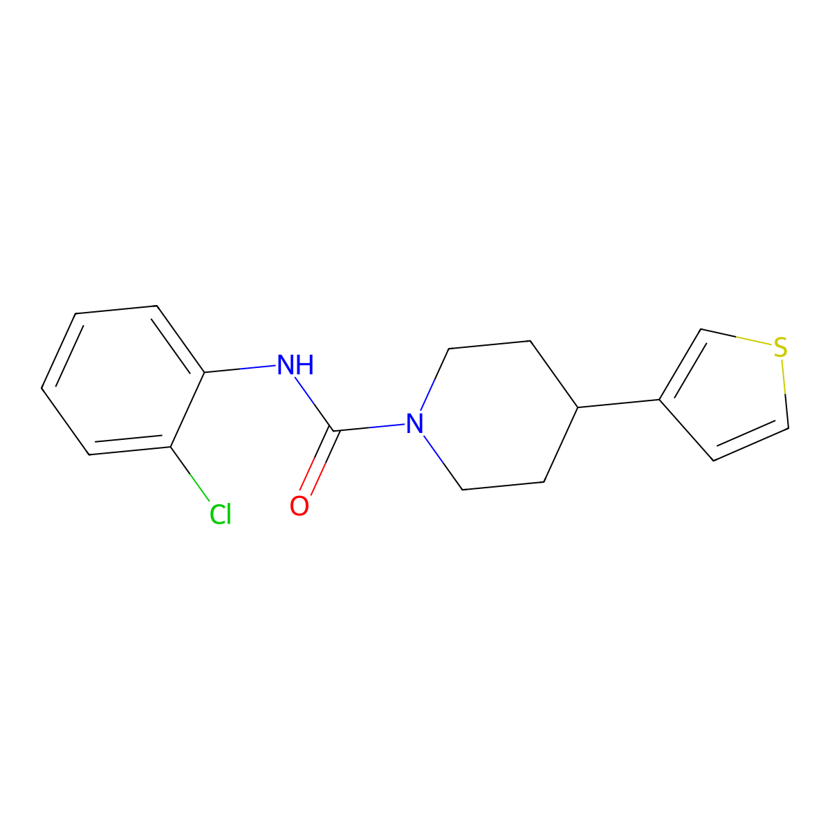 N-(2-chlorophenyl)-4-(thiophen-3-yl)piperidine-1-carboxamide molecular structure, CAS 1396869-89-8
