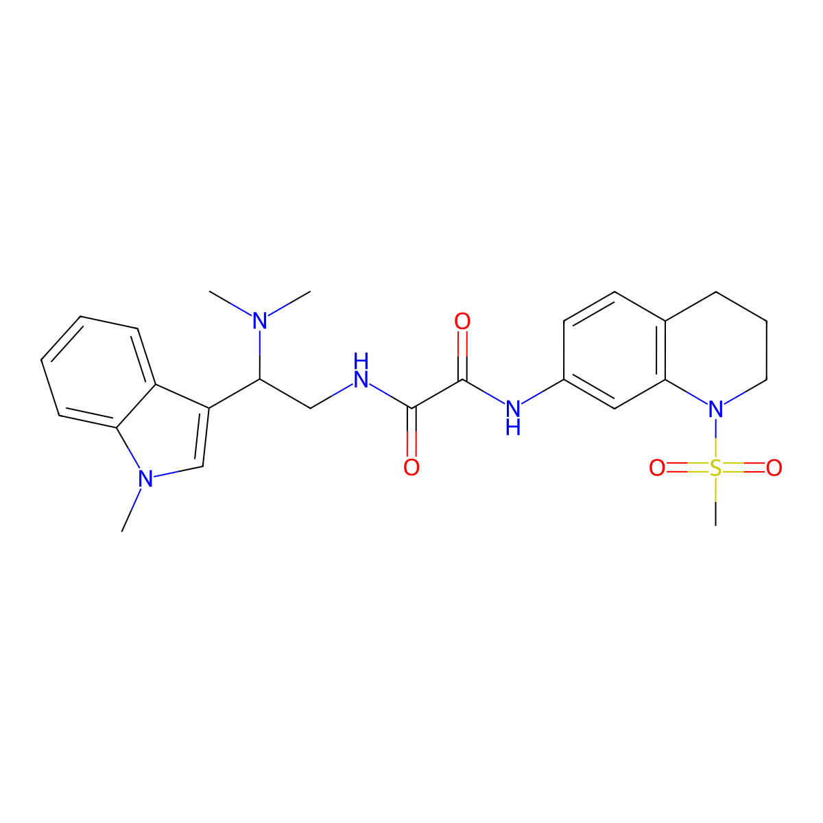 N1-(2-(dimethylamino)-2-(1-methyl-1H-indol-3-yl)ethyl)-N2-(1-(methylsulfonyl)-1,2,3,4-tetrahydroquinolin-7-yl)oxalamide molecular structure, CAS 1396869-90-1