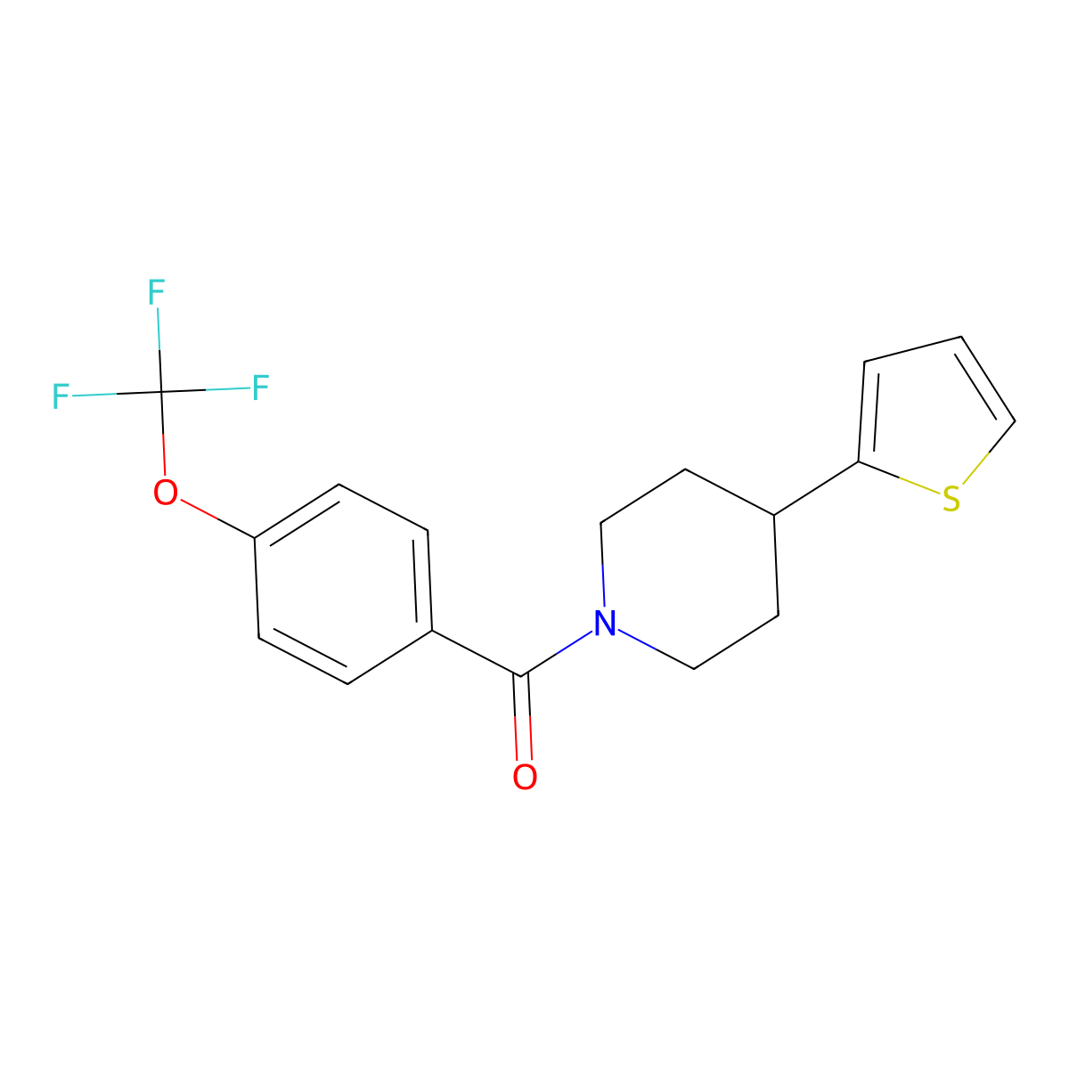 (4-(Thiophen-2-yl)piperidin-1-yl)(4-(trifluoromethoxy)phenyl)methanone molecular structure, CAS 1396869-97-8
