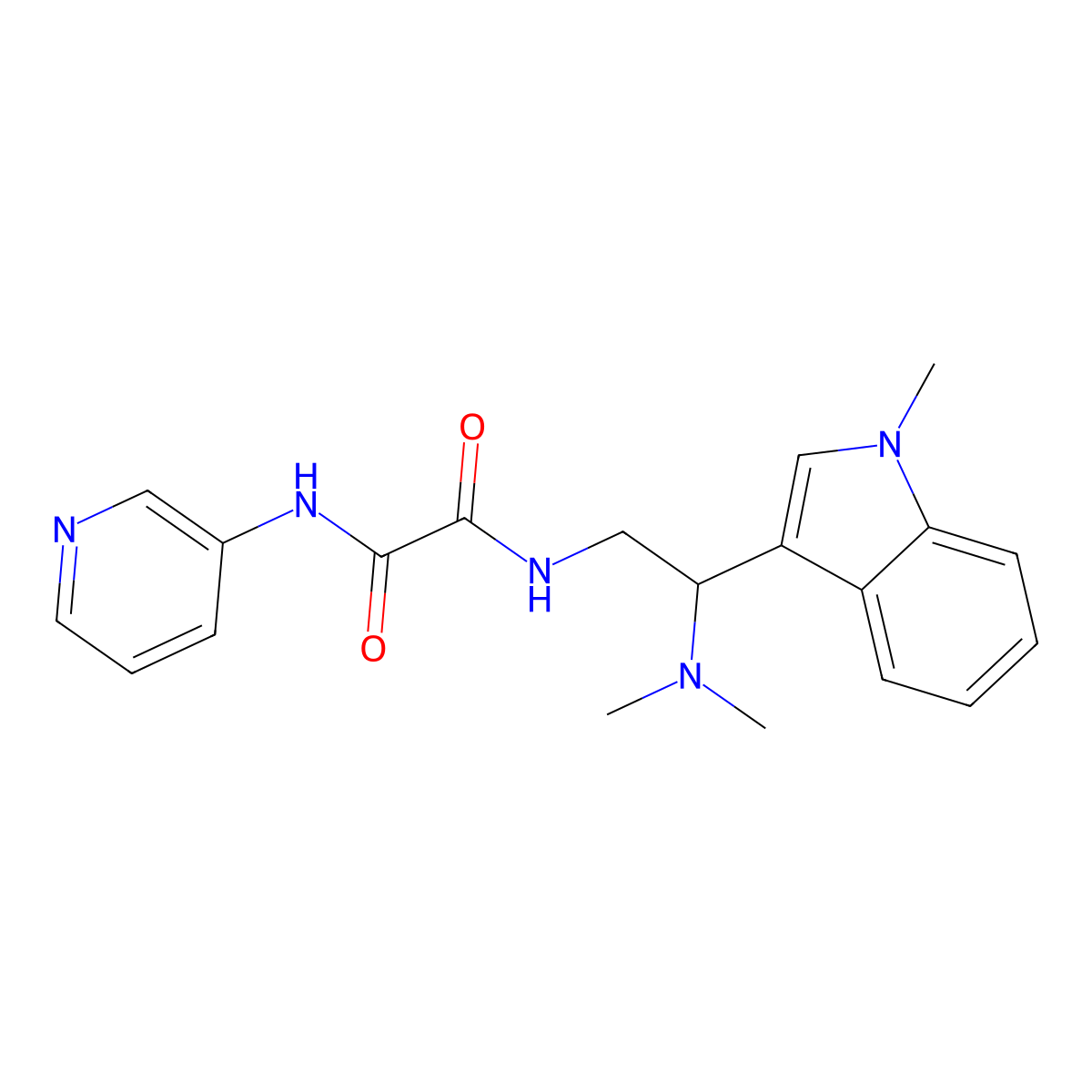 N1-(2-(dimethylamino)-2-(1-methyl-1H-indol-3-yl)ethyl)-N2-(pyridin-3-yl)oxalamide molecular structure, CAS 1396870-01-1