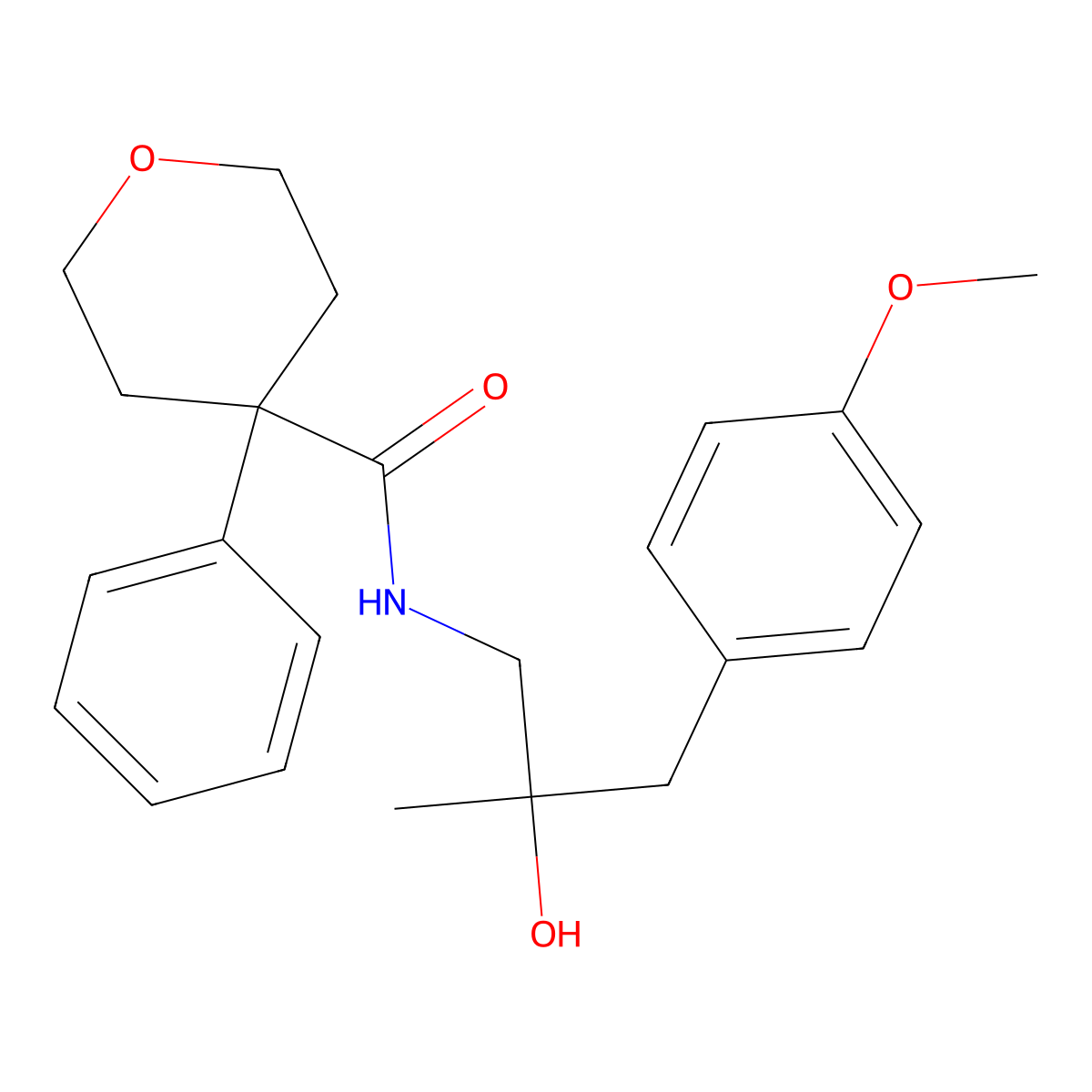 N-(2-hydroxy-3-(4-methoxyphenyl)-2-methylpropyl)-4-phenyltetrahydro-2H-pyran-4-carboxamide molecular structure, CAS 1396870-04-4