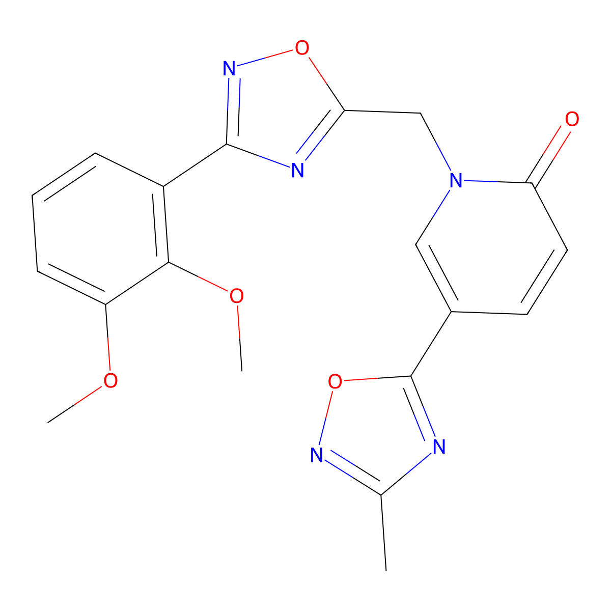 1-((3-(2,3-dimethoxyphenyl)-1,2,4-oxadiazol-5-yl)methyl)-5-(3-methyl-1,2,4-oxadiazol-5-yl)pyridin-2(1H)-one molecular structure, CAS 1396870-08-8