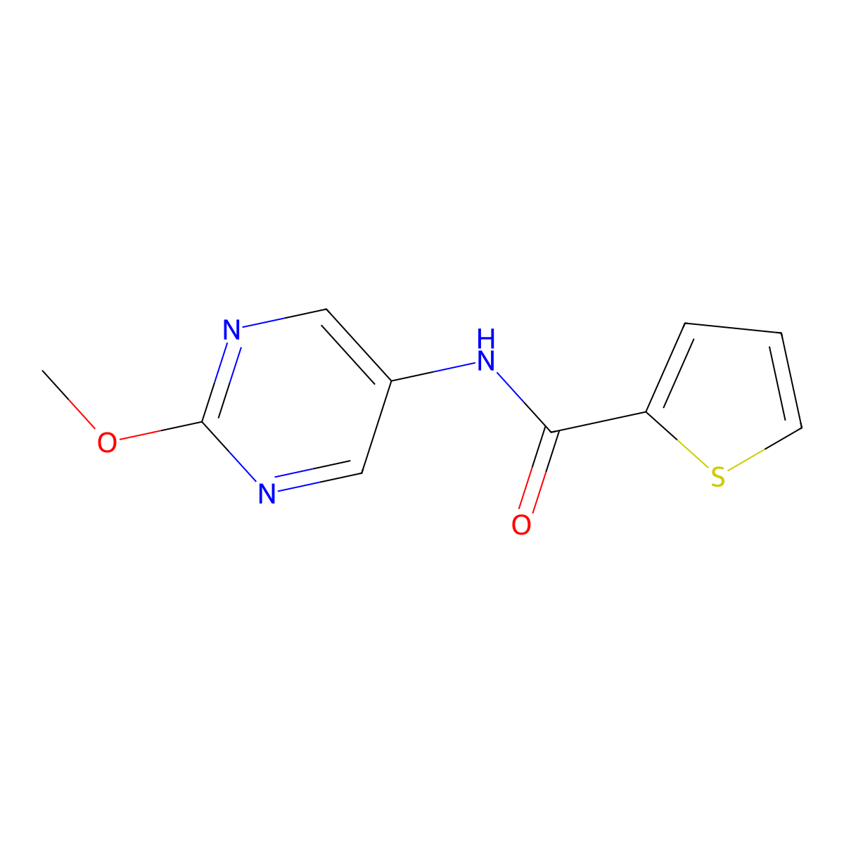 N-(2-methoxypyrimidin-5-yl)thiophene-2-carboxamide molecular structure, CAS 1396870-12-4