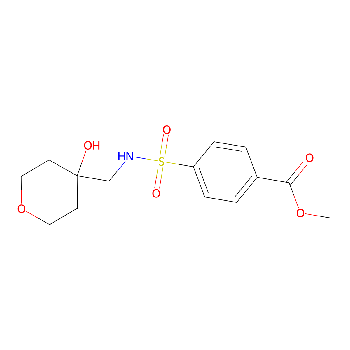 methyl 4-(N-((4-hydroxytetrahydro-2H-pyran-4-yl)methyl)sulfamoyl)benzoate molecular structure, CAS 1396870-15-7