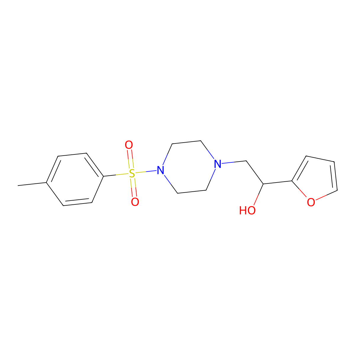 1-(Furan-2-yl)-2-(4-tosylpiperazin-1-yl)ethanol molecular structure, CAS 1396870-19-1