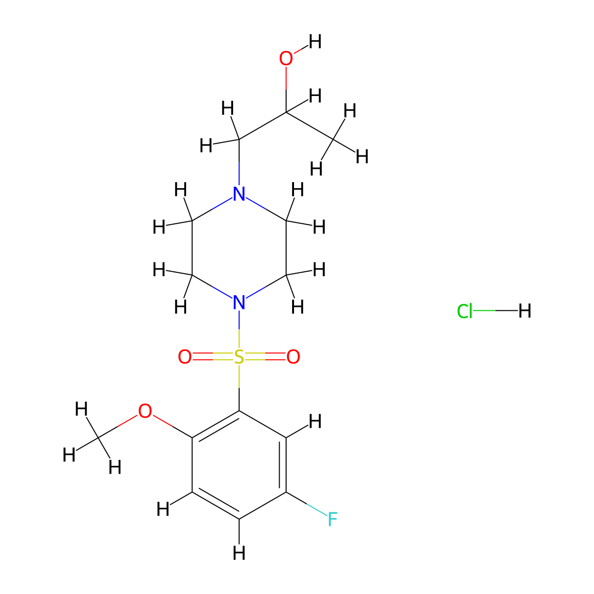 1-(4-((5-Fluoro-2-methoxyphenyl)sulfonyl)piperazin-1-yl)propan-2-ol hydrochloride molecular structure, CAS 1396870-35-1